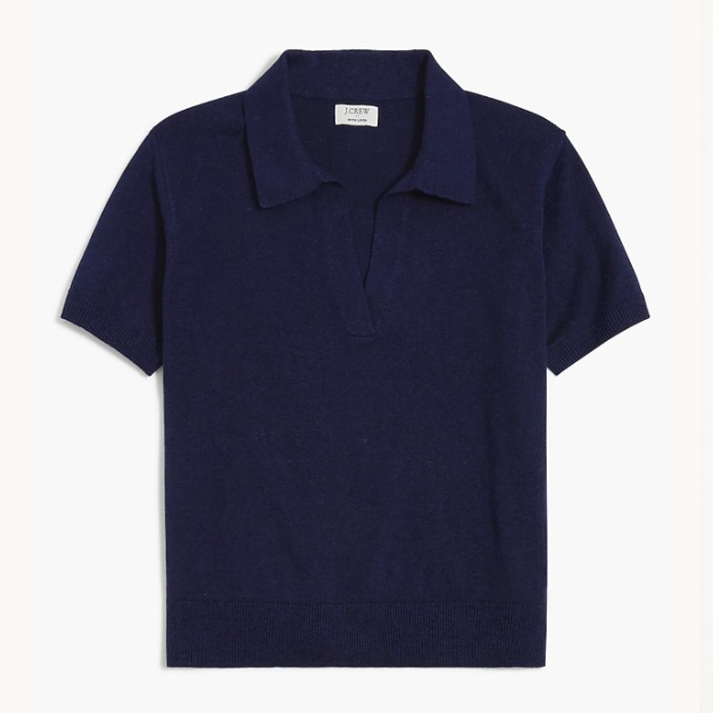 J. Crew Linen Blend Short Sleeve Polo Sweater in Antique Navy Size 2X